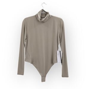 Lululemon Wundermost Nulu Square Neck Long Sleeve Bodysuit Thong XL Riverstone